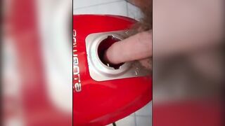 The vacuum cleaner hole and cumshot inside