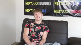 NEXT DOOR CASTING - Sixpack college jock cums after wanking at his casting