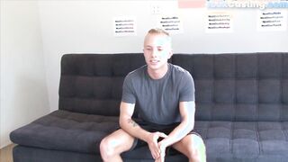 NEXT DOOR CASTING - Shaved amateur jock strokes his hard dick at audition