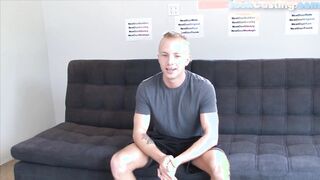 NEXT DOOR CASTING - Shaved amateur jock strokes his hard dick at audition