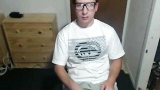 Cute nerdy boy cum to face on webcam22