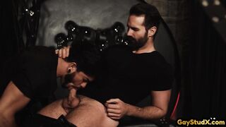 GAY STUD X - Stud bareback bdsm sub after blowjob in erotic couple