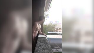 Exhibitionist almost caught jacking in public on my balcony23