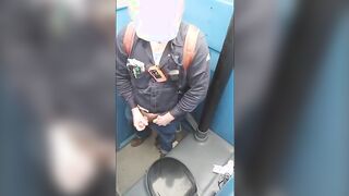 Worker Bear Jerks Off Cum in Porty Potty at Work 214