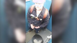 Worker Bear Jerks Off Cum in Porty Potty at Work 214