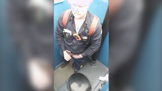 Worker Bear Jerks Off Cum in Porty Potty at Work 214