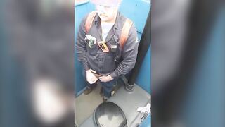 Worker Bear Jerks Off Cum in Porty Potty at Work 214