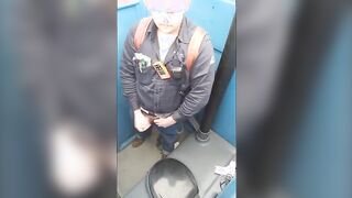 Worker Bear Jerks Off Cum in Porty Potty at Work 214