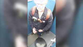 Worker Bear Jerks Off Cum in Porty Potty at Work 214