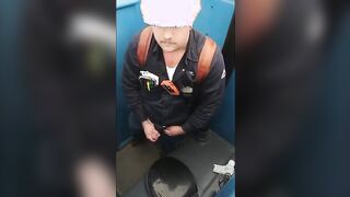 Worker Bear Jerks Off Cum in Porty Potty at Work 214