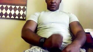 Beefy Black Soldier Jerks Off Cums258