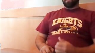 Bearded Bro Public Jerk Off in A Coffee Shop