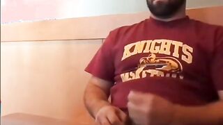 Bearded Bro Public Jerk Off in A Coffee Shop