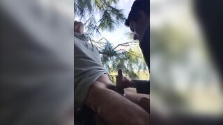 Milking off in park