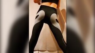 nice sissy in stretch pants with a erection