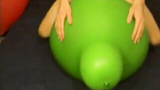 Phat green balloon railing plowing jizm