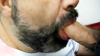 Dad teddy deep throating hard-on