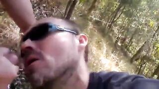 Pal sucking me in the forest and I shoot on his face