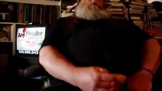 Fearded Father hairy man masturbating and nutting