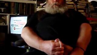 Fearded Father hairy man masturbating and nutting