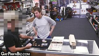 Homo pawn 3 way butt-banged in the office of supermarket owners