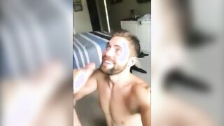 Red-Hot faggot and a facial cumshot