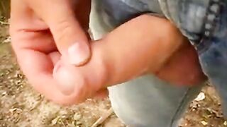 Uncircumcised Schlong Outdoor Milking and Jizzing