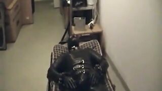 Rubberboy in Restrain Bondage for the night