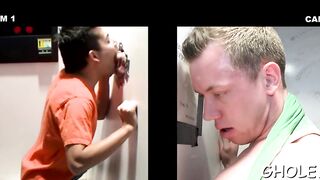 Deep Throating fag weenie in a gloryhole