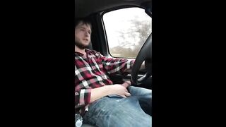 Jerking cock while driving in my car