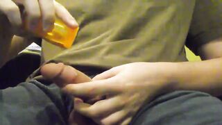 Jerking off with warm oil and a huge orgasm 2