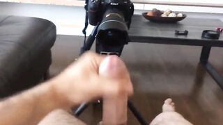 Jerking my own uncut cock with big load of cum