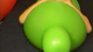 Good-Sized green balloon railing pummeling jism