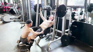 FITCHER FAGGOT - Blonde Jock Shoots A Load While Railing Father Legrand Wolfs Wet Schlong