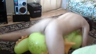 Green dragon inflatable plaything penetrating ejaculation