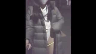 Sexy Asian CD cums in public