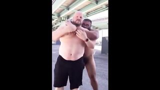 Master and his hubby after their workout in the parking lot