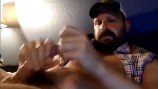 Bearded Trucker Self Facial Jerk Off  Cum