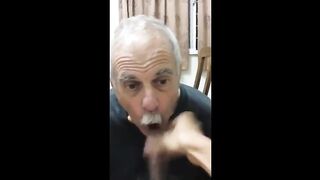 Old daddy give me blowjob and eat my cum