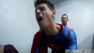 MANLY FETISH - Wrestling hunk barebacking superman after erotic battling