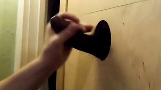 BBC getting sucked at homemade glory hole with CIM12