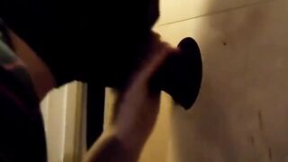 BBC getting sucked at homemade glory hole with CIM12