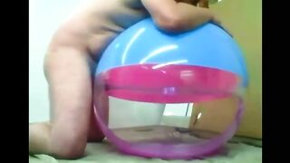 Big inflatable beach ball fuck cum inside