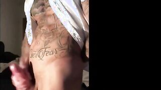 Luxurious Inked Dude Masturbates Off Huge Bone & Pops