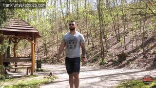 Ultra-Kinky bottom gets rigid caboose romping by muscle guy outdoors