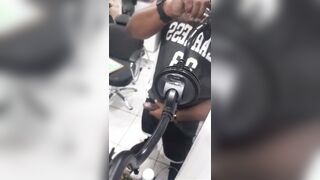 Gay-For-Pay black tricked into masturbating off by Periscope in barbershop