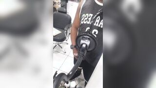 Gay-For-Pay black tricked into masturbating off by Periscope in barbershop