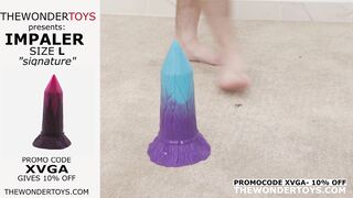 Unshaved Dude from Czech Republic test the handmade Blue and Purple Dong L from TheWondertoys up in his rump