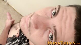 Hung hunk Daniel Delong grabs his big dick and masturbates