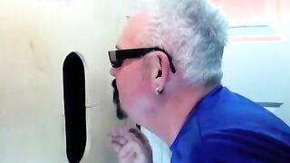 Two buddies drop by to a glory hole to be sucked by a mouth